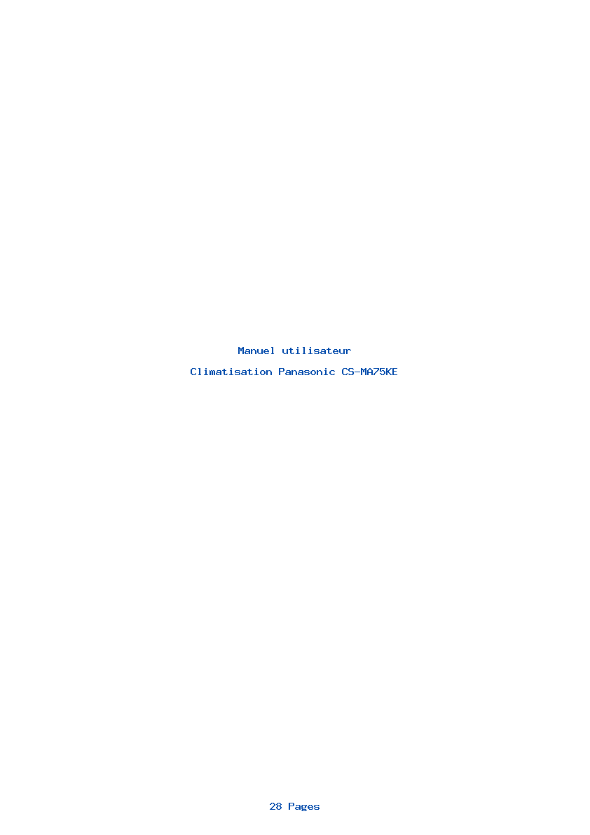 Page 1 de la notice Manuel utilisateur Panasonic CS-MA75KE
