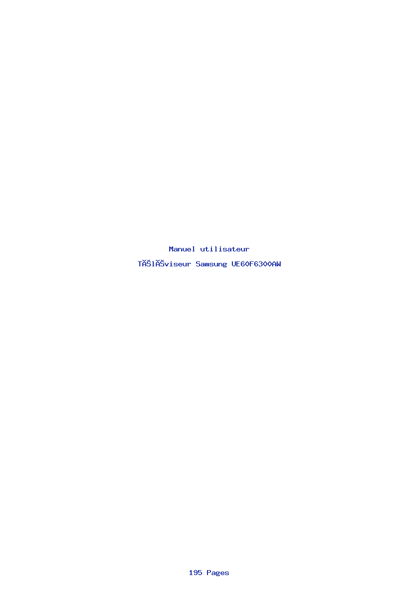 Page 1 de la notice Manuel utilisateur Samsung UE60F6300AW