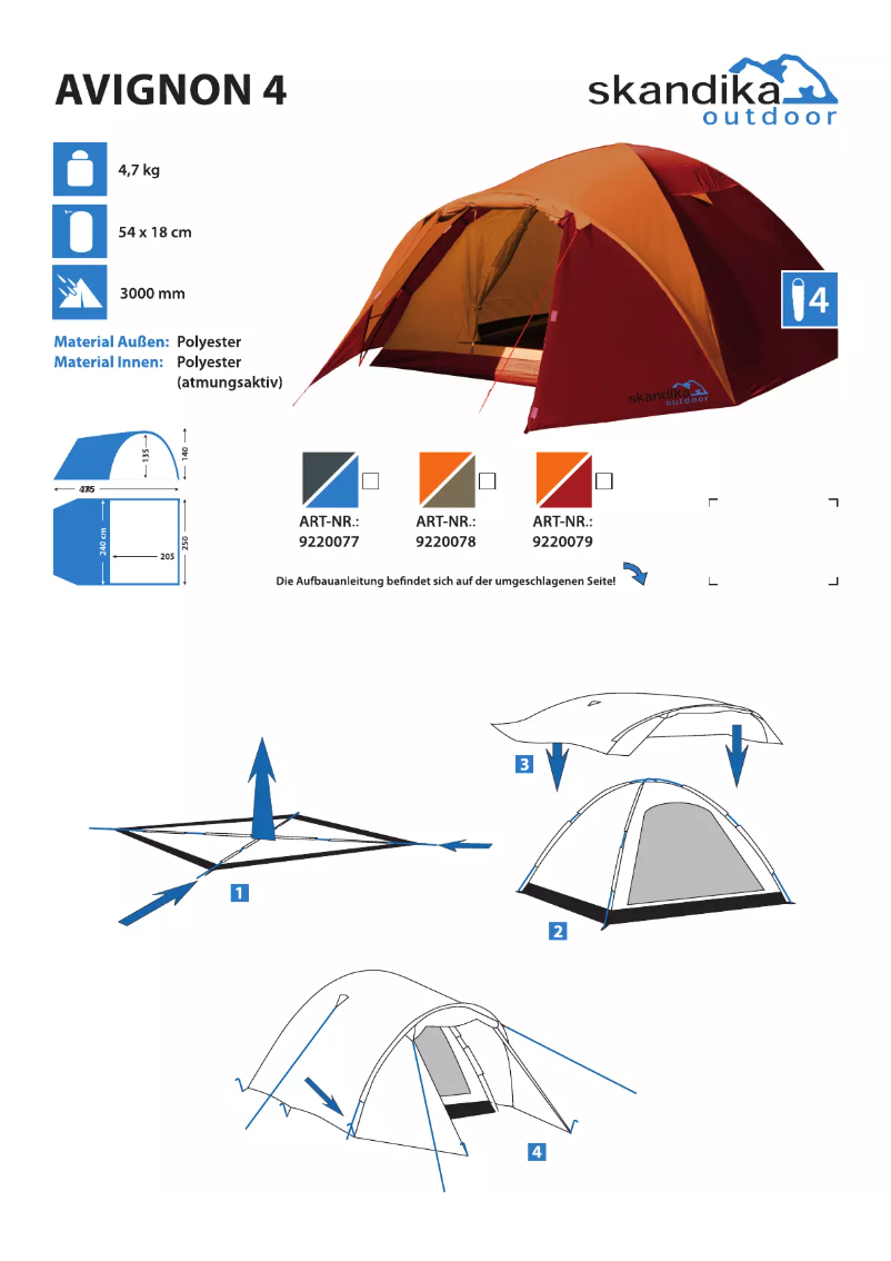 Page 1 de la notice Manuel utilisateur Skandika Avignon 4