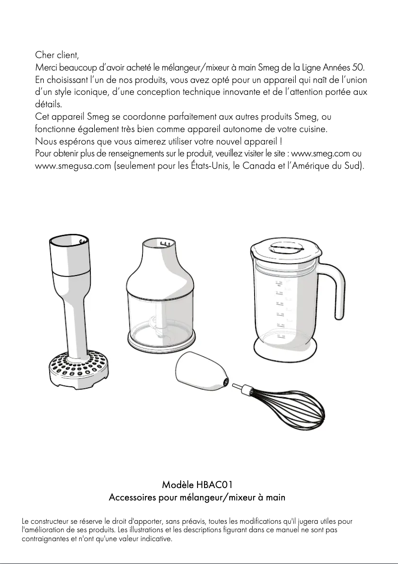 Page 1 de la notice Manuel utilisateur Smeg HBAC11