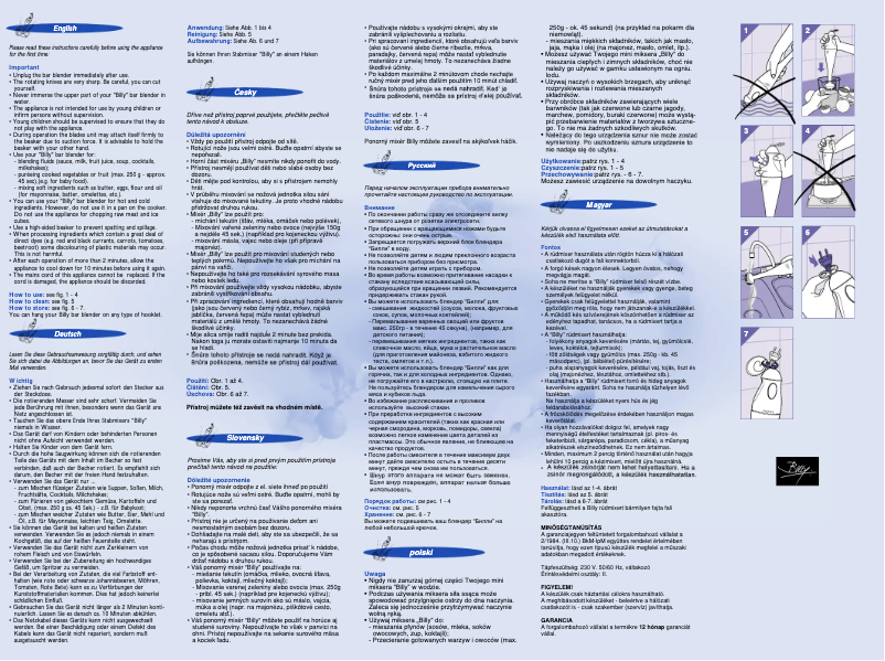 Page 1 de la notice Manuel utilisateur Philips Billy HR1340