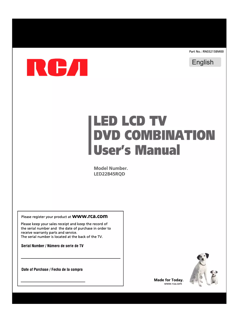 Page 1 of the manual User Manual RCA LED22B45RQD