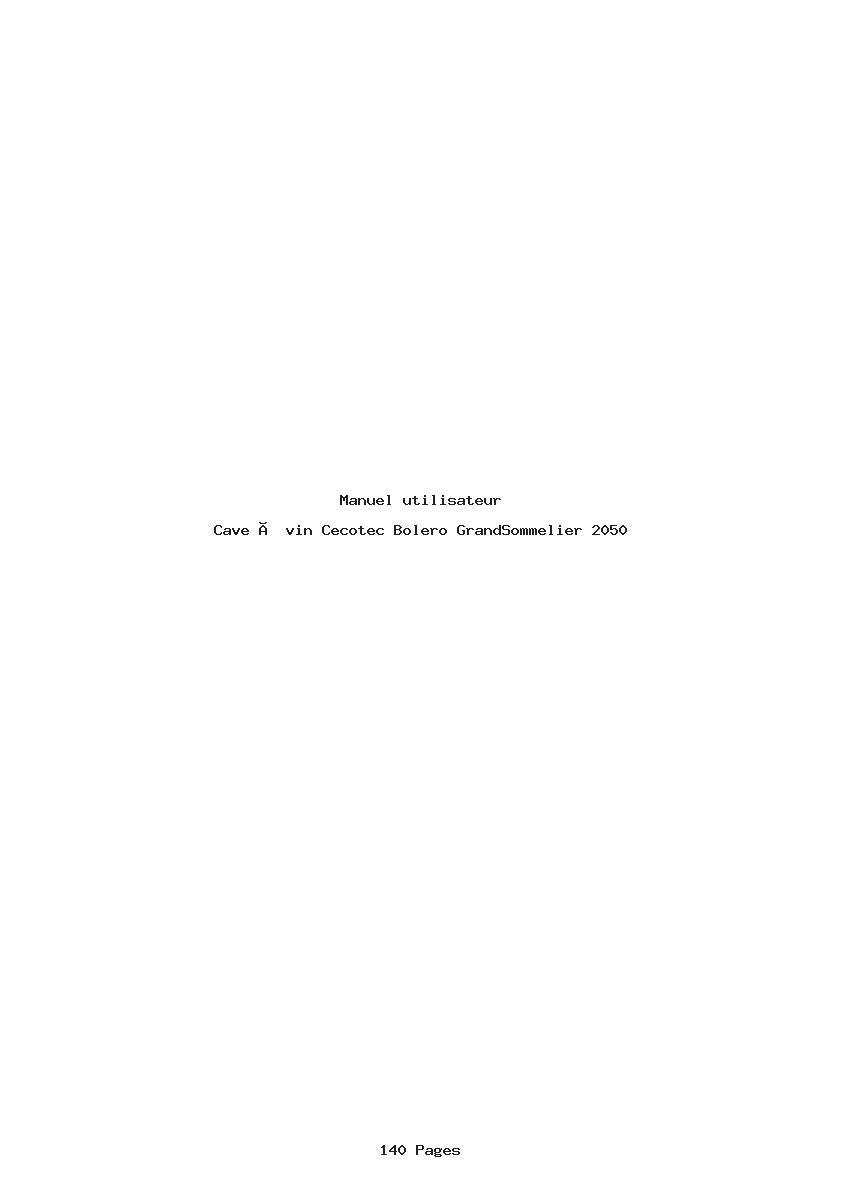 Page 1 de la notice Manuel utilisateur Cecotec Bolero GrandSommelier 2050