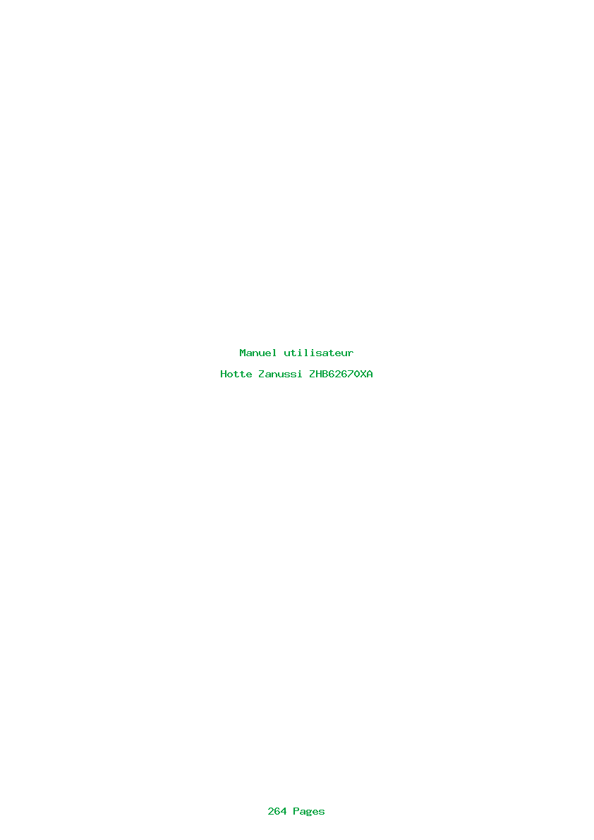 Page 1 de la notice Manuel utilisateur Zanussi ZHB62670XA