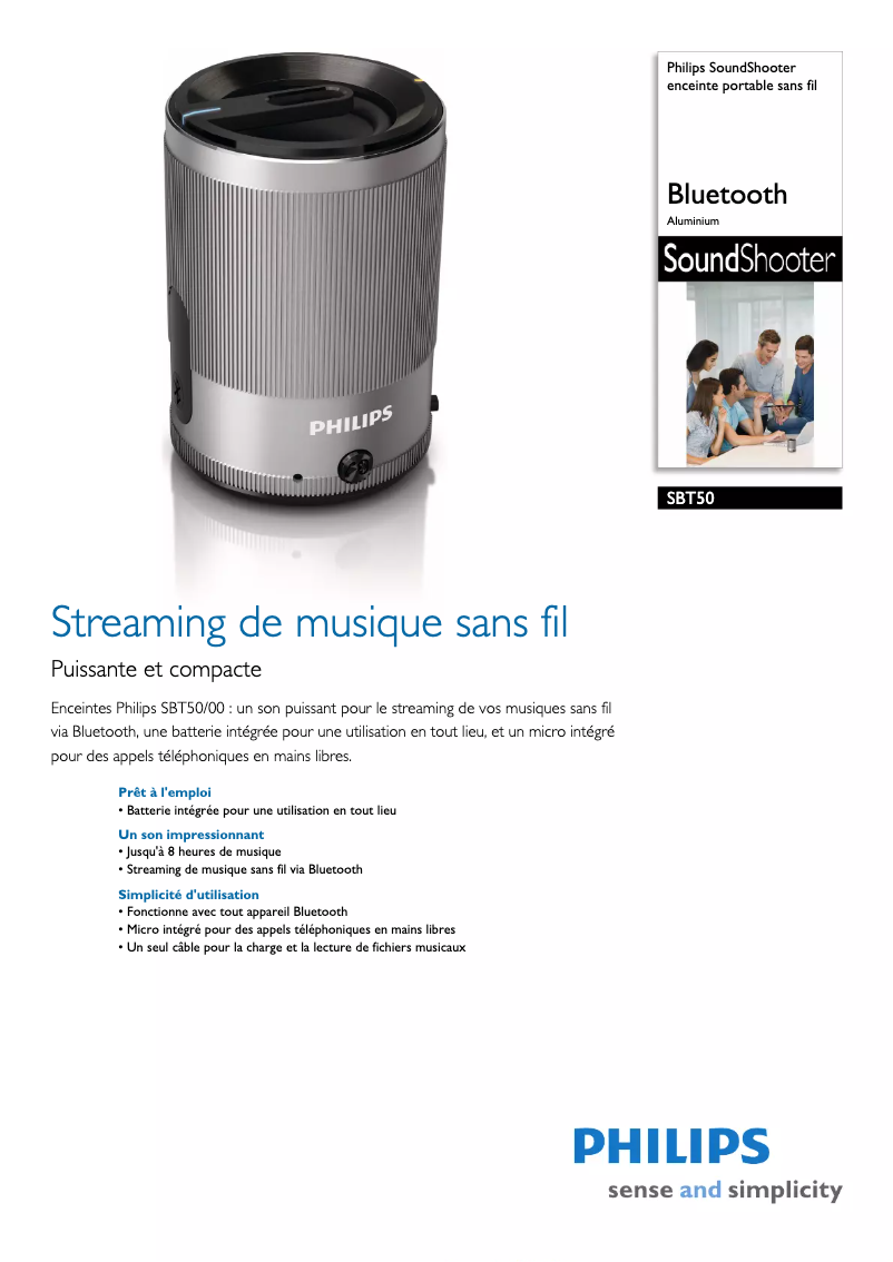 Página 1 del manual Ficha técnica Philips SBT50