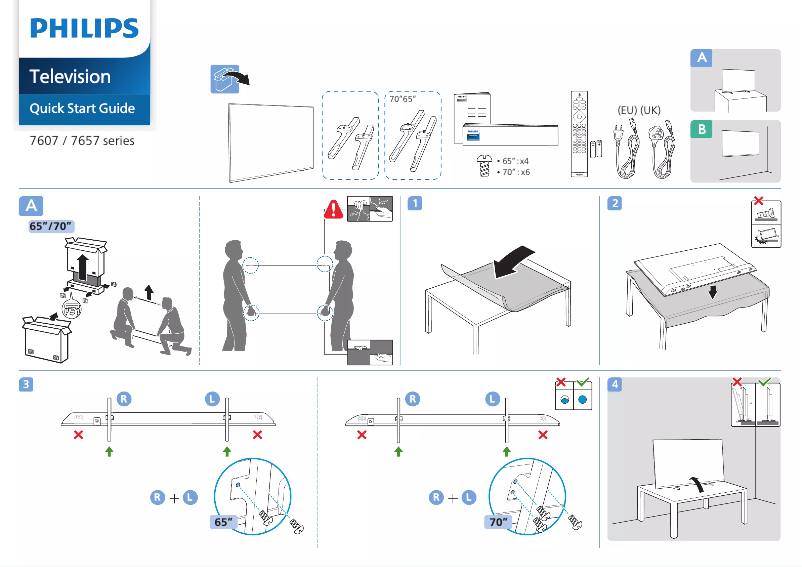 Page 1 de la notice Guide de démarrage rapide Philips 65PUS7607