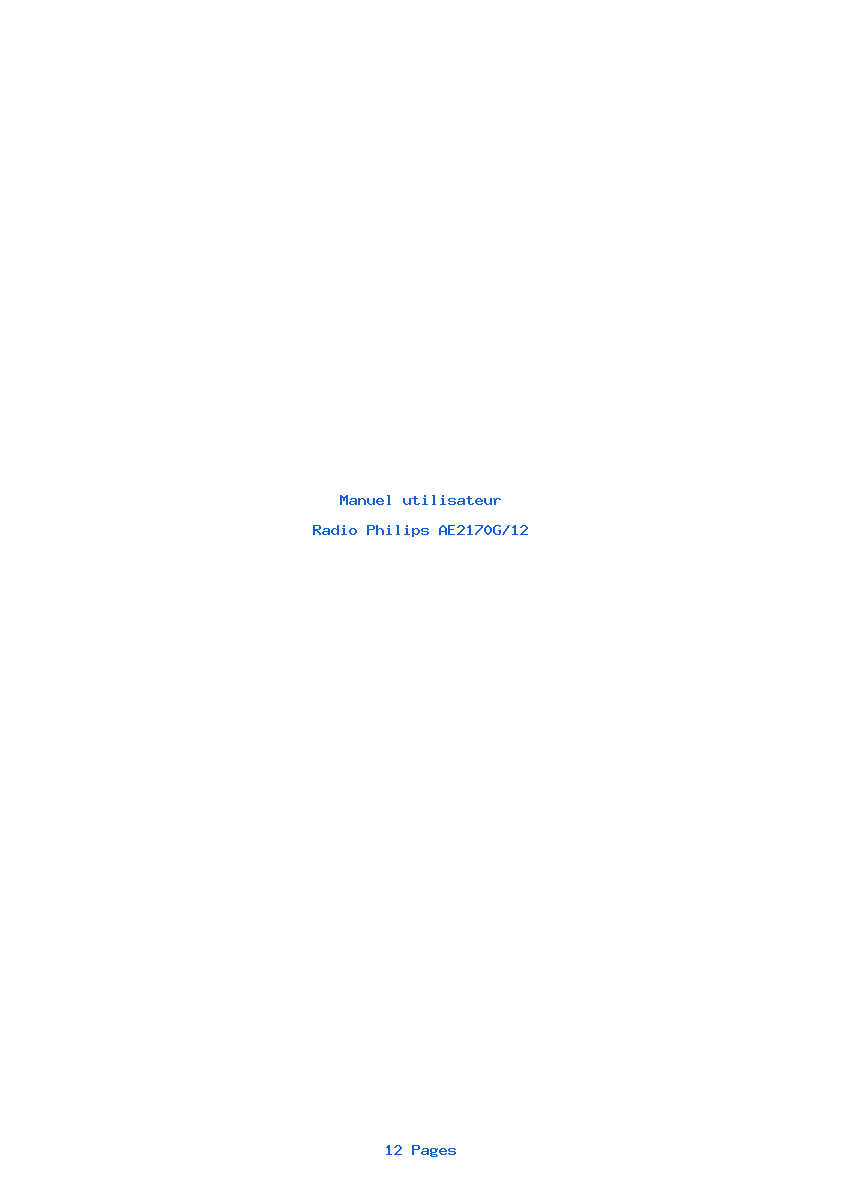Page 1 de la notice Manuel utilisateur Philips AE2170G/12