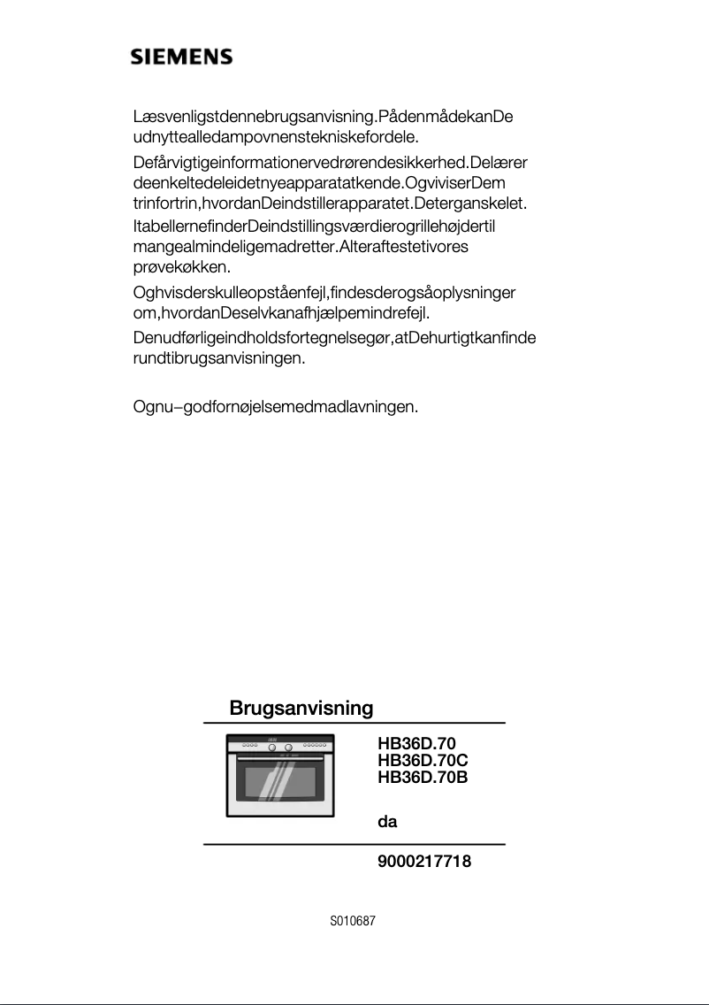 Page 1 de la notice Manuel utilisateur Siemens HB36D570