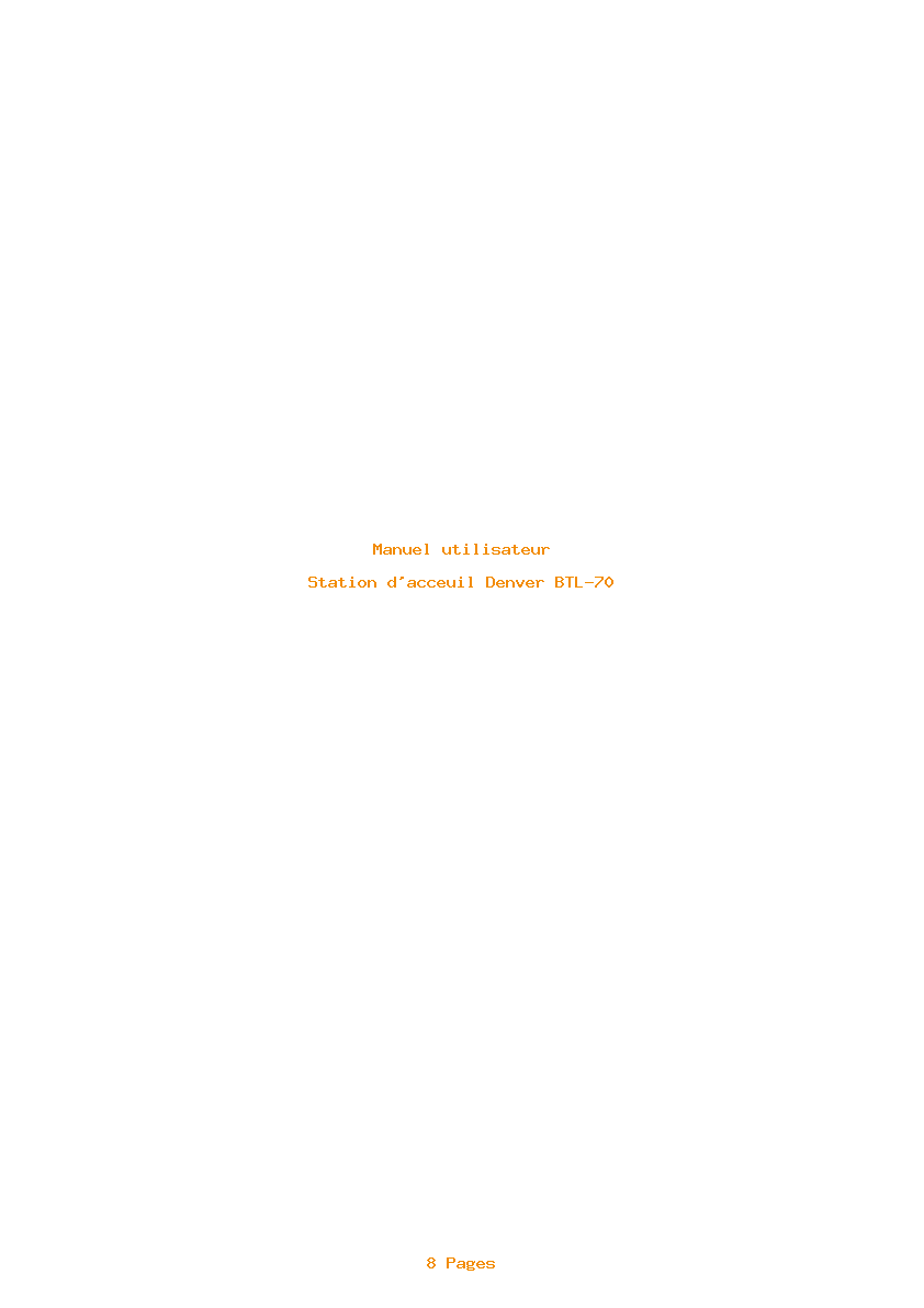 Page 1 de la notice Manuel utilisateur Denver BTL-70