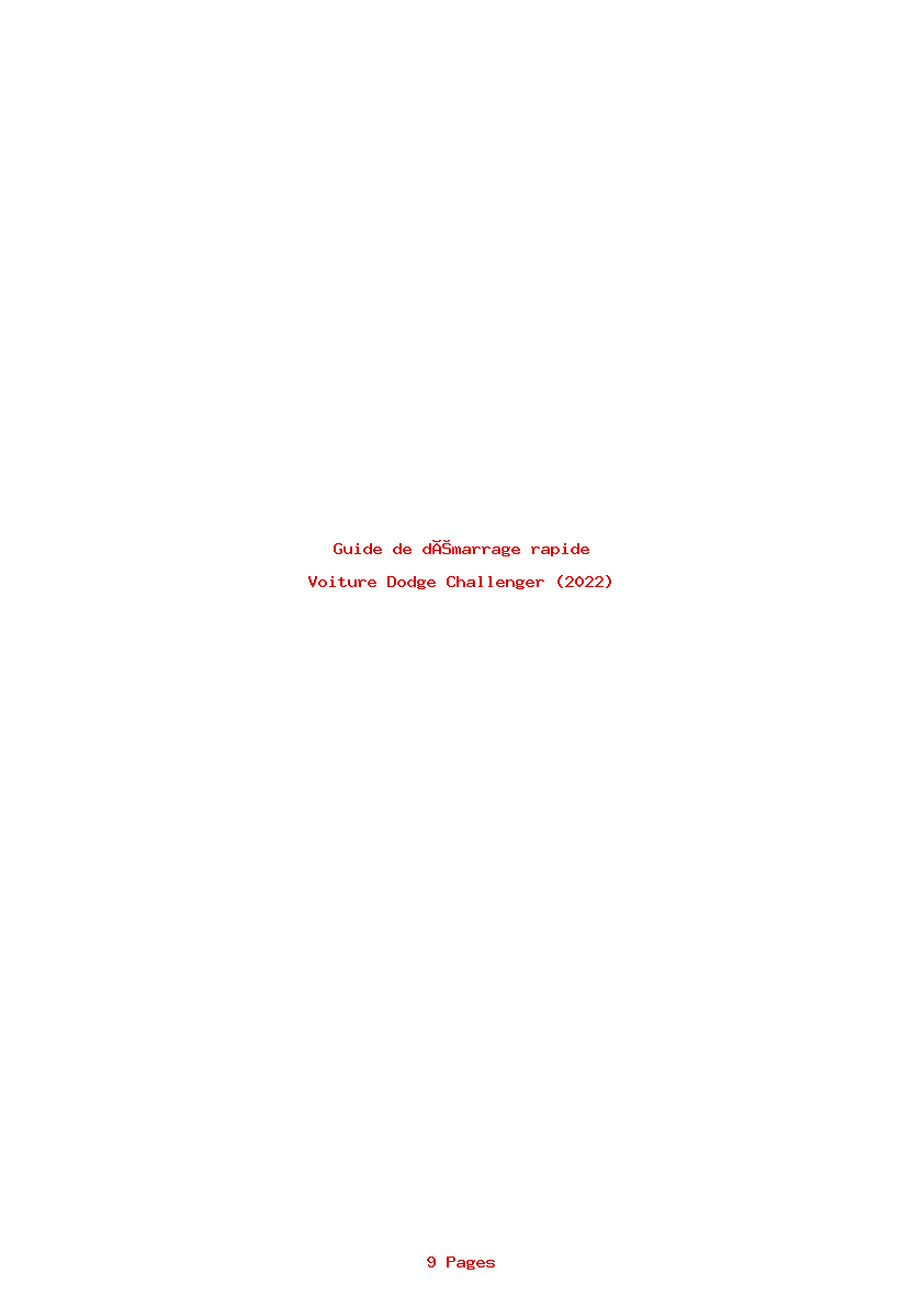 Page 1 de la notice Guide de démarrage rapide Dodge Challenger (2022)