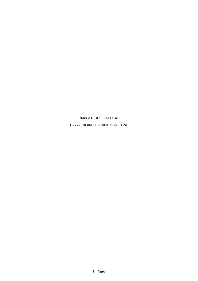 Page 1 de la notice Manuel utilisateur BLANCO ZEROX 550-IF/A