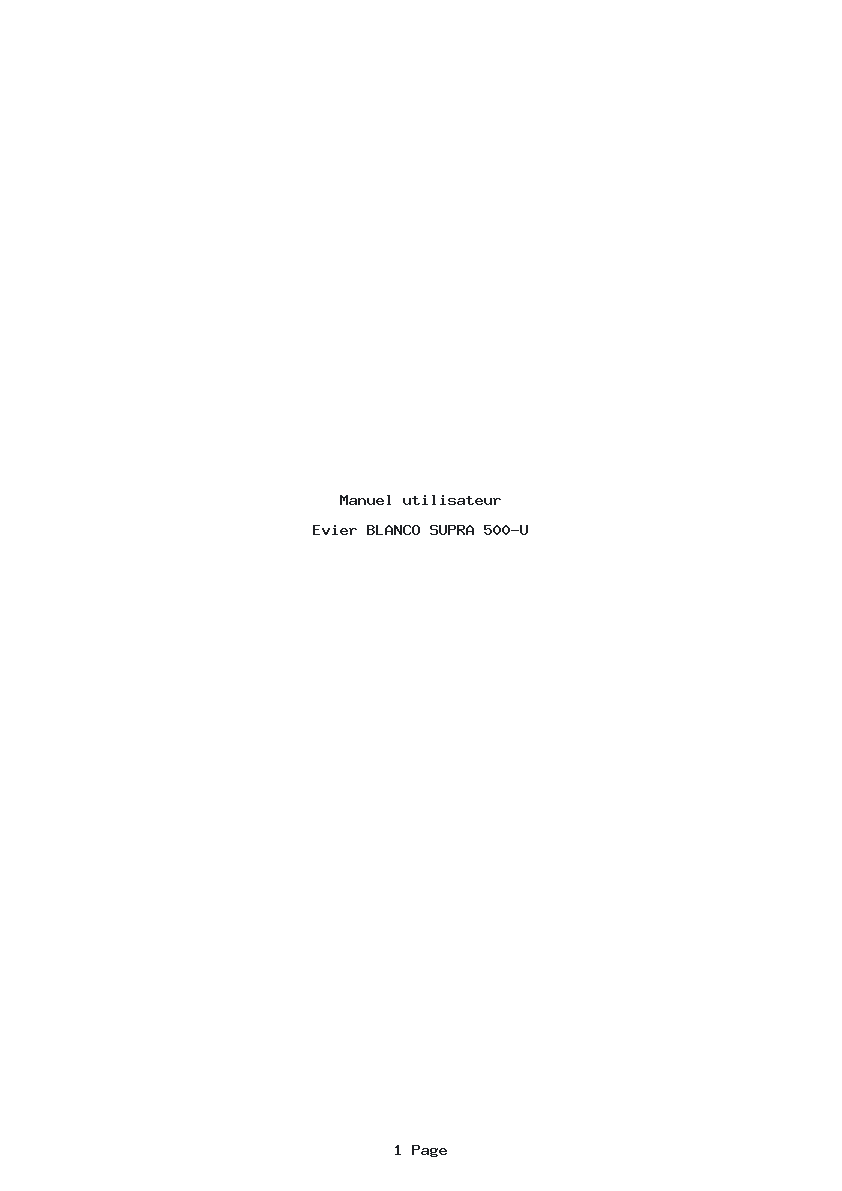 Page 1 de la notice Manuel utilisateur BLANCO SUPRA 500-U
