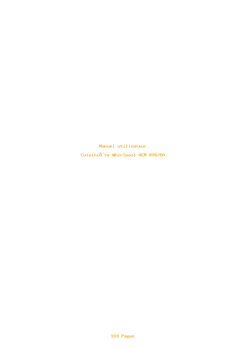 Page 1 de la notice Manuel utilisateur Whirlpool ACM 808/BA