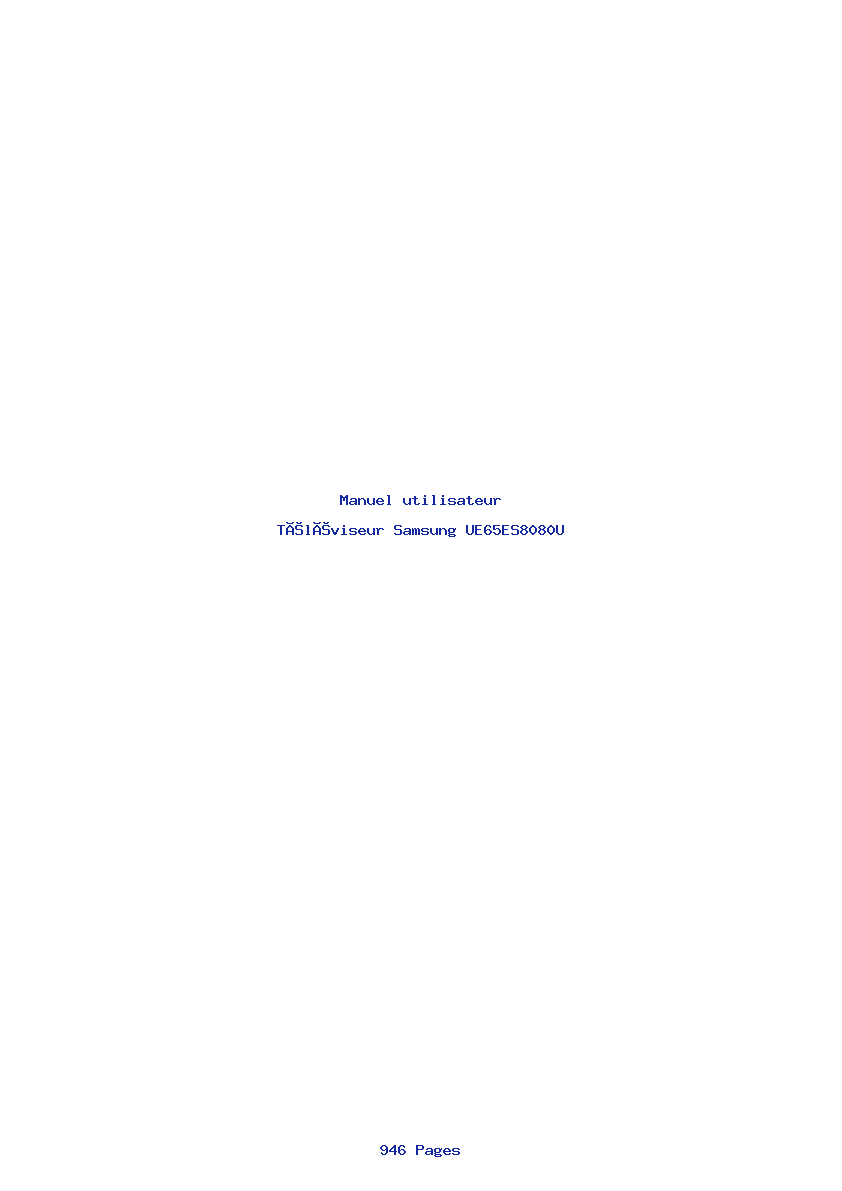 Page 1 de la notice Manuel utilisateur Samsung UE65ES8080U