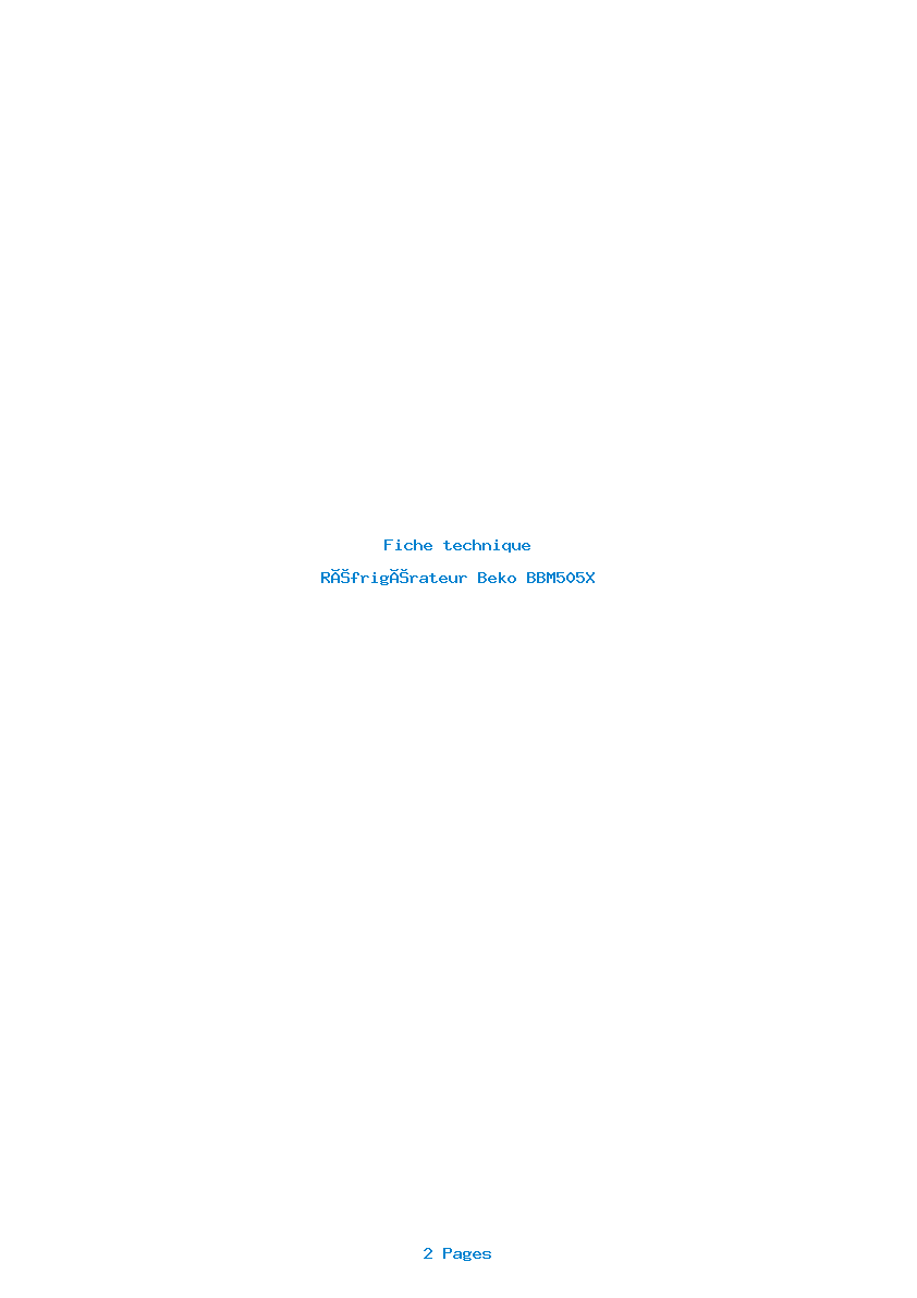 Page 1 de la notice Fiche technique Beko BBM505X