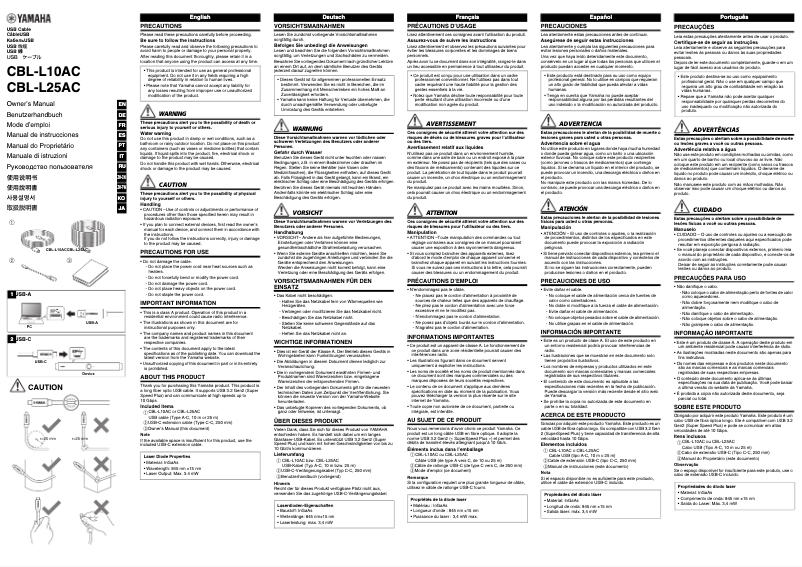 Page 1 de la notice Manuel utilisateur Yamaha CBL-L10AC