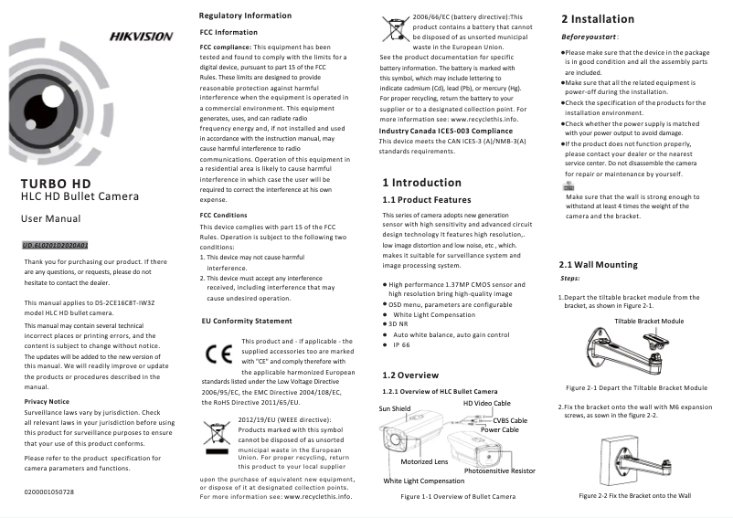 Page 1 de la notice Manuel utilisateur Hikvision DS-2CE16C8T-IW3Z