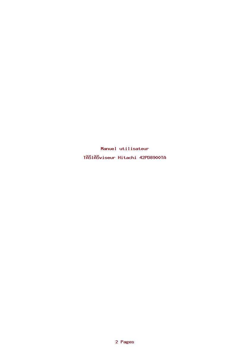 Page 1 de la notice Manuel utilisateur Hitachi 42PD8900TA