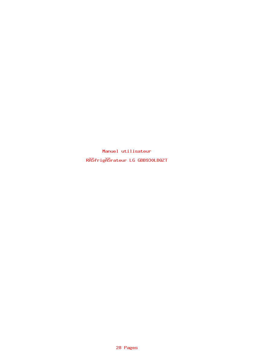 Page 1 de la notice Manuel utilisateur LG GBB930LBQZT