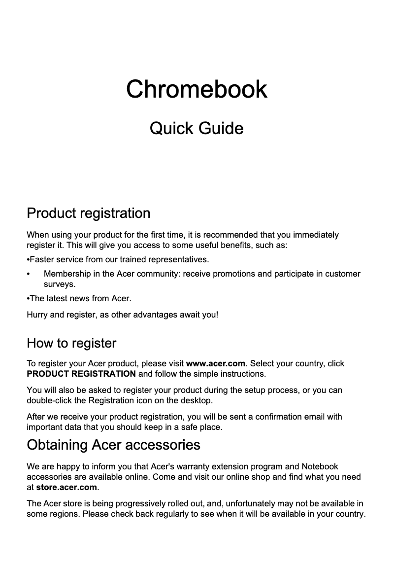 Page 1 de la notice Manuel utilisateur Acer Chromebook C710