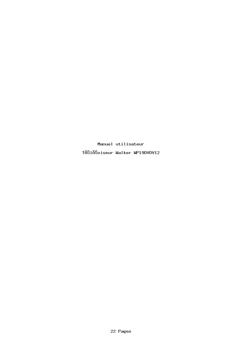 Page 1 de la notice Manuel utilisateur Walker WP19DVDV12