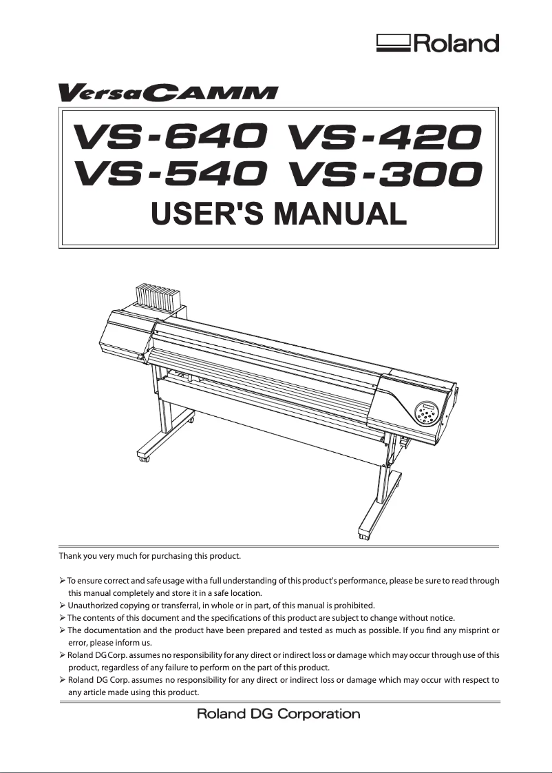 Page 1 de la notice Manuel utilisateur Roland VS-300