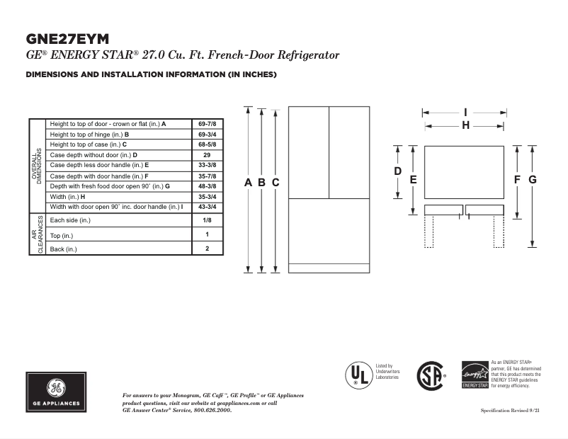 Página 1 del manual Ficha técnica GE GNE27ESMSS