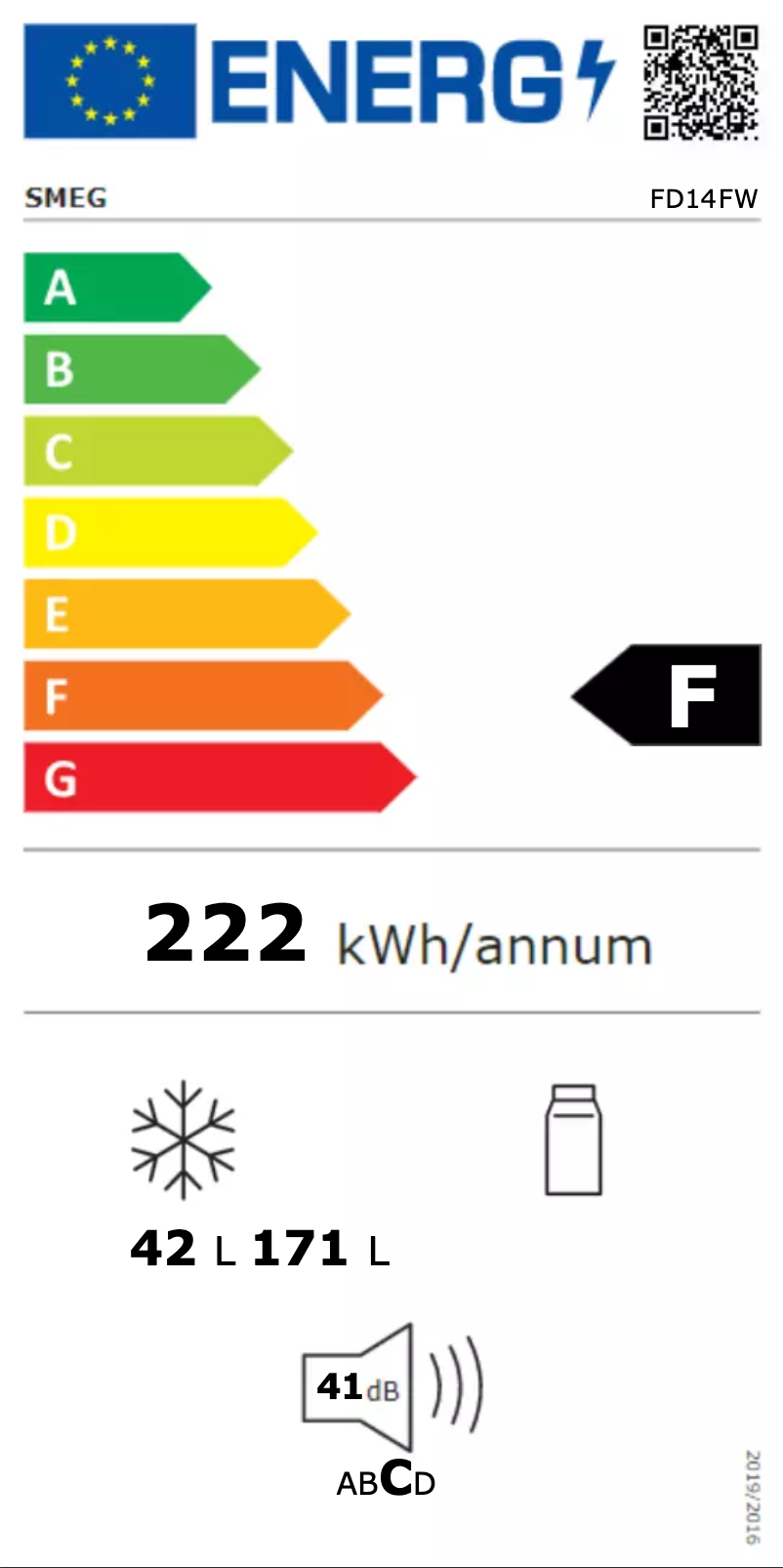 Page 1 de la notice Label énergétique Smeg FD14FW