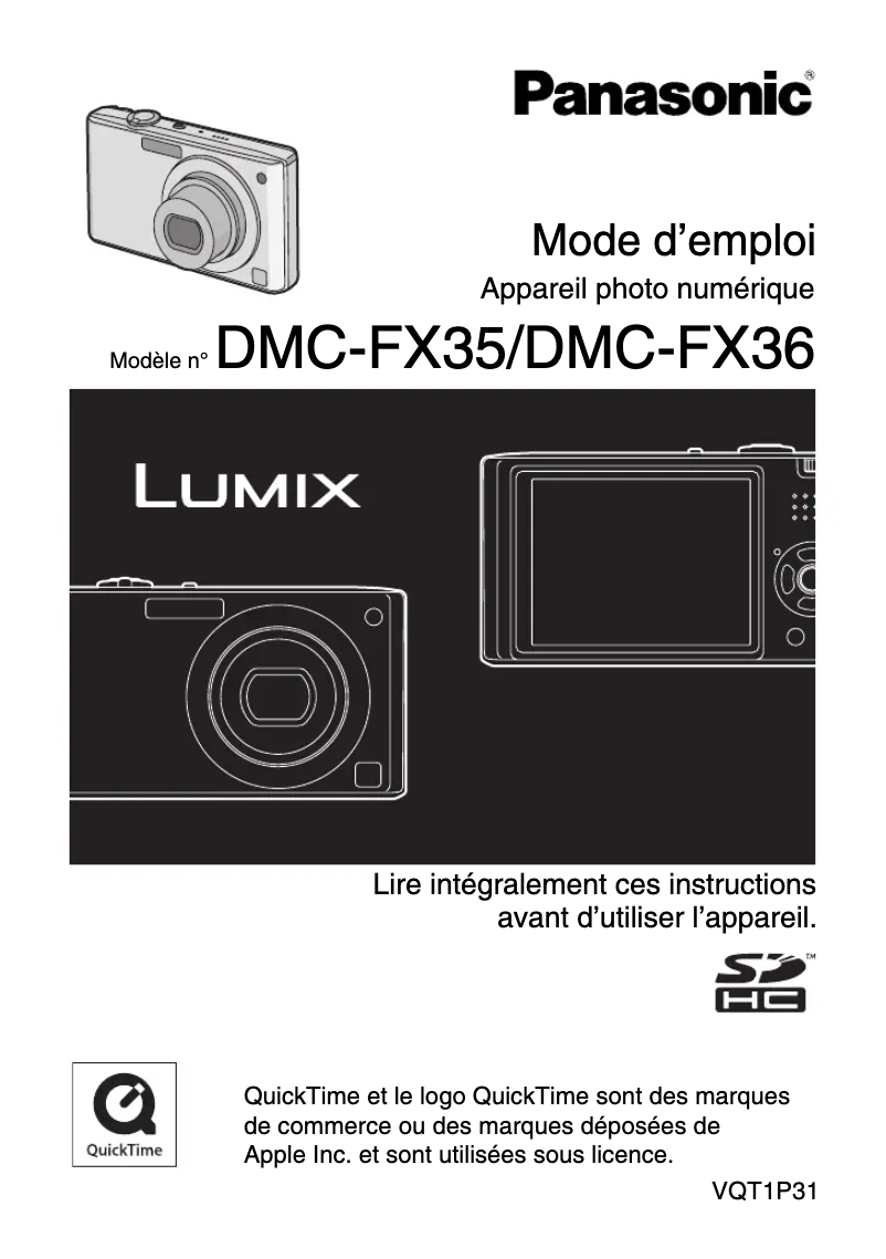 Page 1 de la notice Manuel utilisateur Panasonic Lumix DMC-FX36