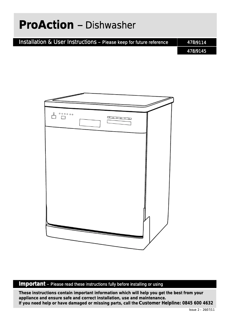 Page 1 de la notice Manuel utilisateur ProAction WQP12-9250G