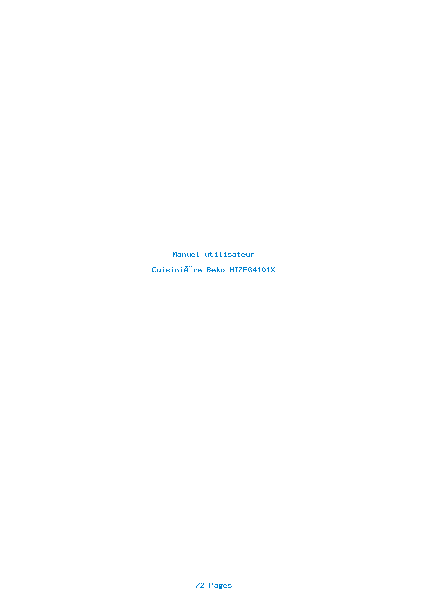 Page 1 de la notice Manuel utilisateur Beko HIZE64101X