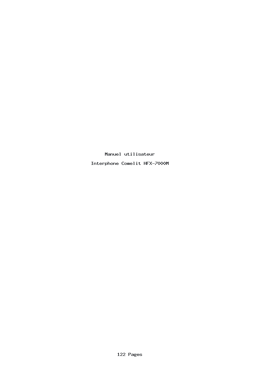 Page 1 de la notice Manuel utilisateur Comelit HFX-7000M