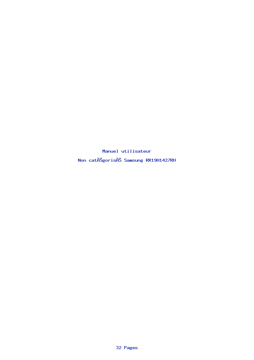Page 1 de la notice Manuel utilisateur Samsung RR19H1427RH
