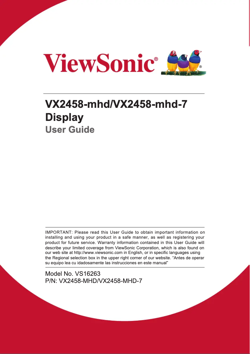 Página 1 del manual Manual de usuario Viewsonic VX Series VX2458-mhd
