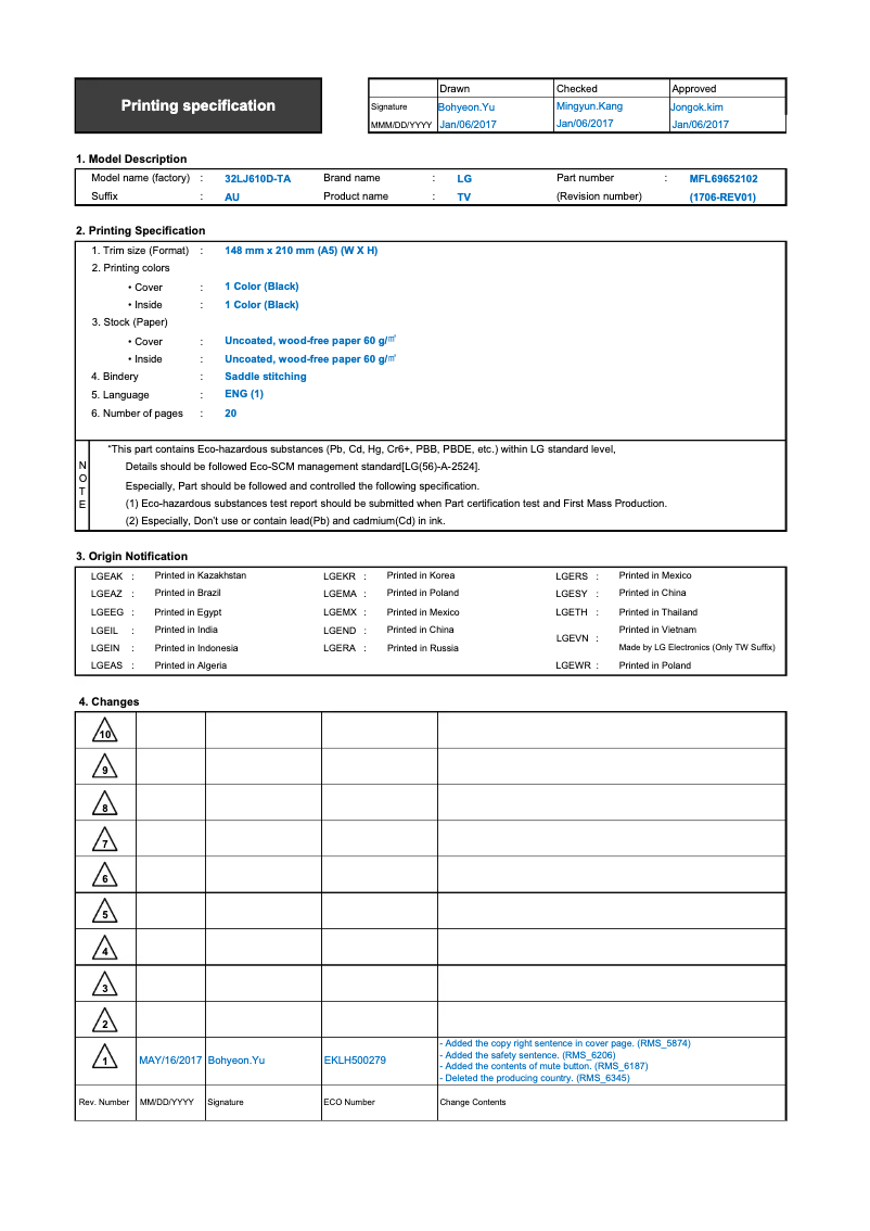 Page 1 of the manual User Manual LG 43LJ554T