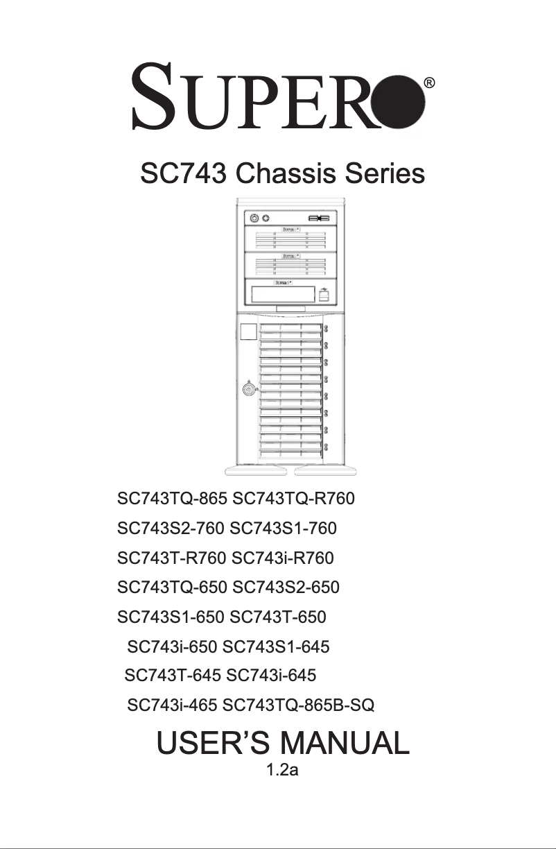 Page 1 de la notice Manuel utilisateur Supermicro SuperChassis 743i-650