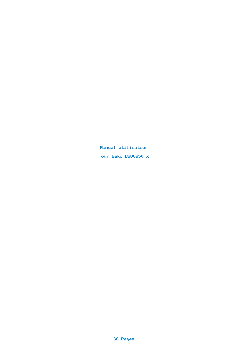 Page 1 de la notice Manuel utilisateur Beko BBO6850FX