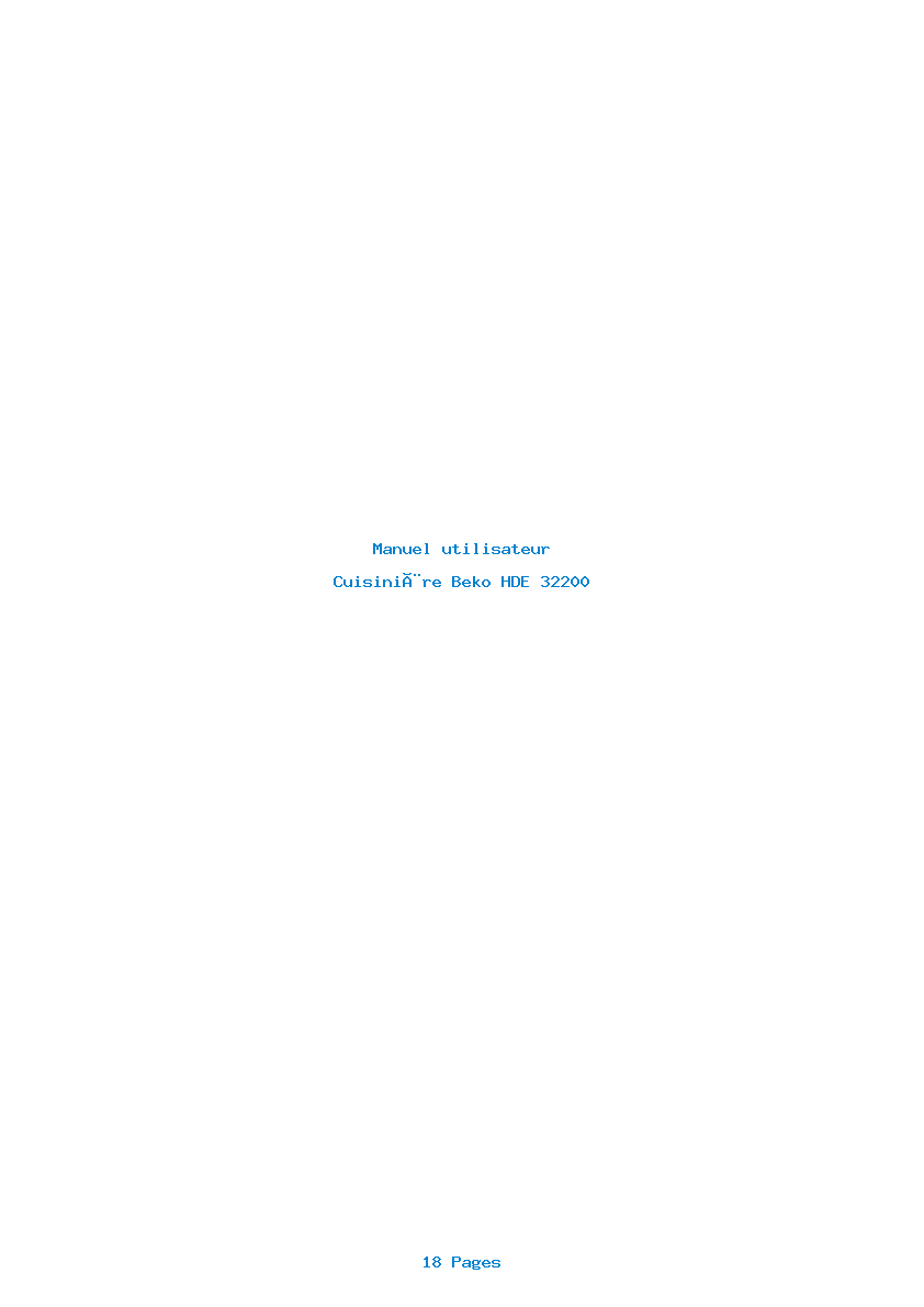 Page 1 de la notice Manuel utilisateur Beko HDE 32200