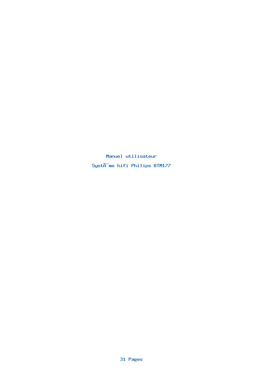 Page 1 de la notice Manuel utilisateur Philips BTM177