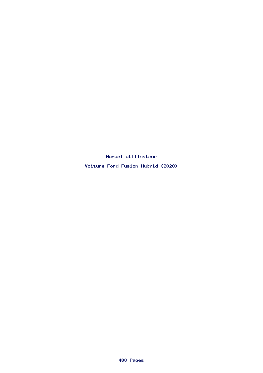 Page 1 de la notice Manuel utilisateur Ford Fusion Hybrid (2020)