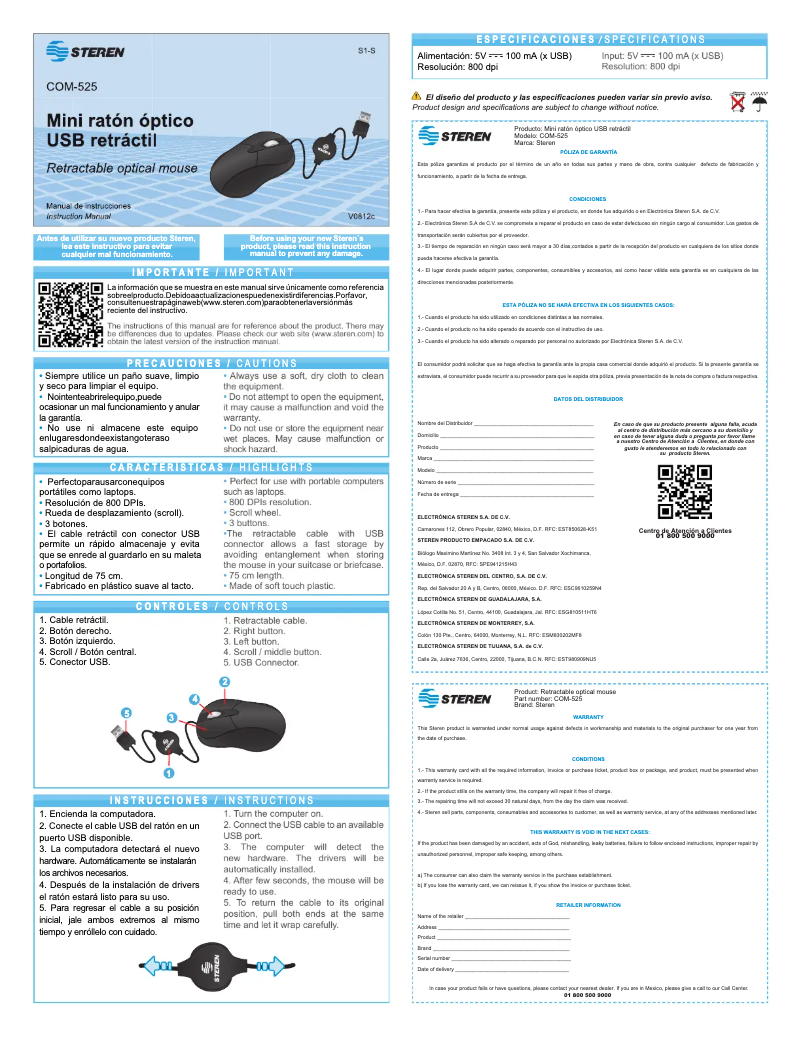 Page 1 de la notice Manuel utilisateur Steren COM-525