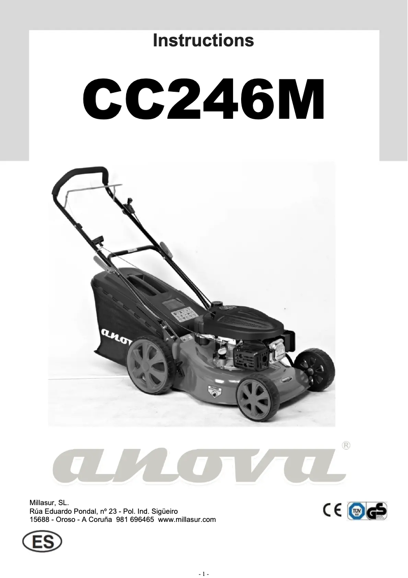 Page 1 de la notice Manuel utilisateur Anova CC246M