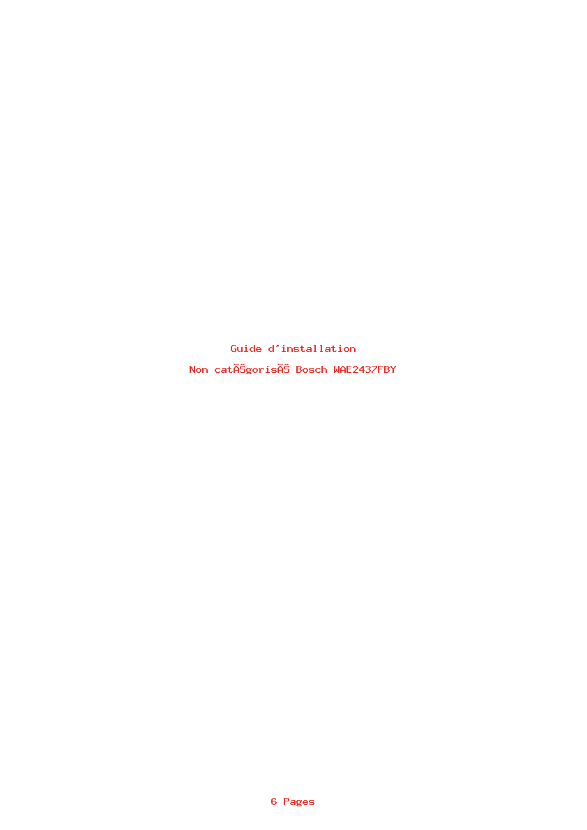 Page 1 de la notice Guide d'installation Bosch WAE2437FBY