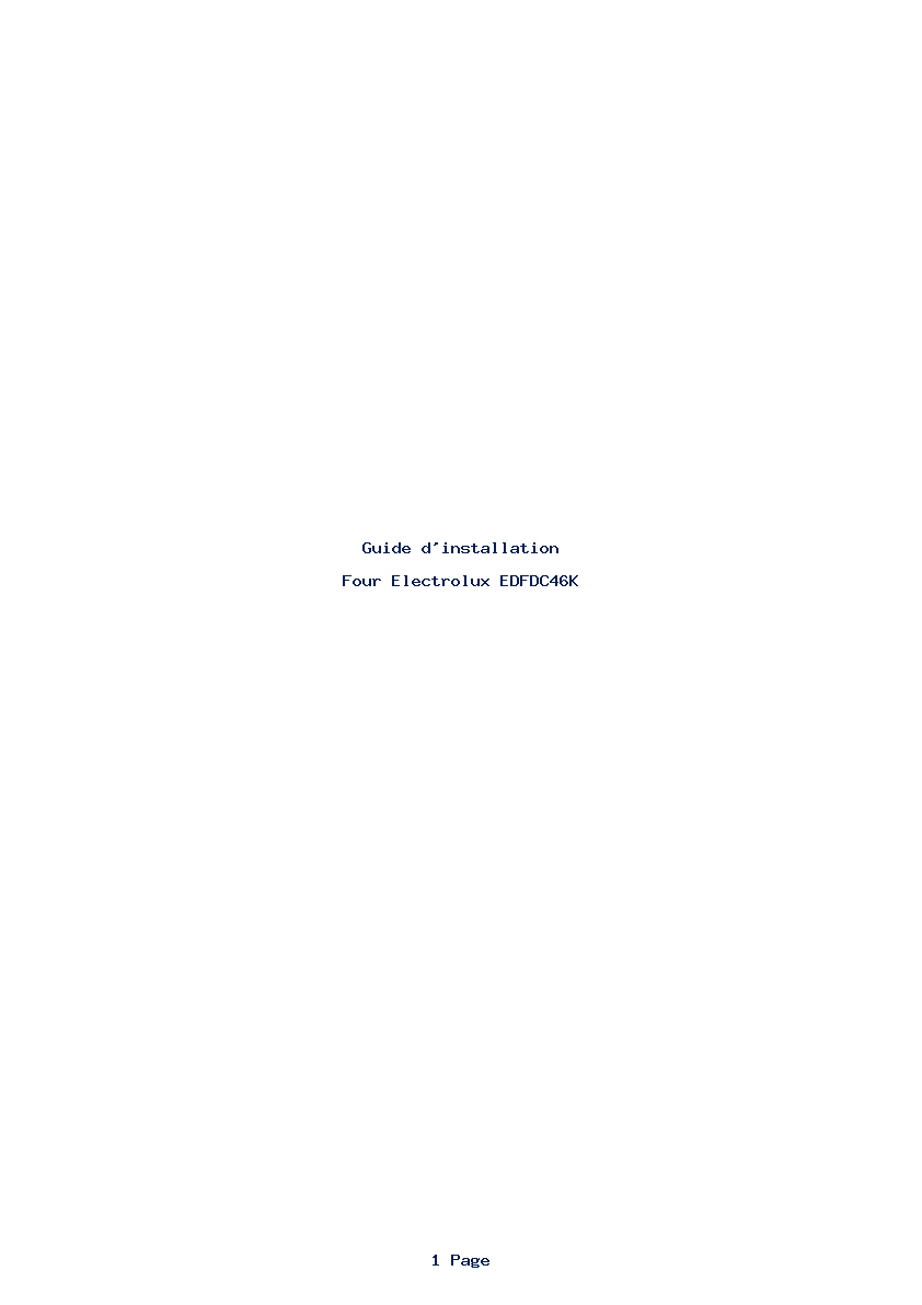 Page 1 de la notice Guide d'installation Electrolux EDFDC46K