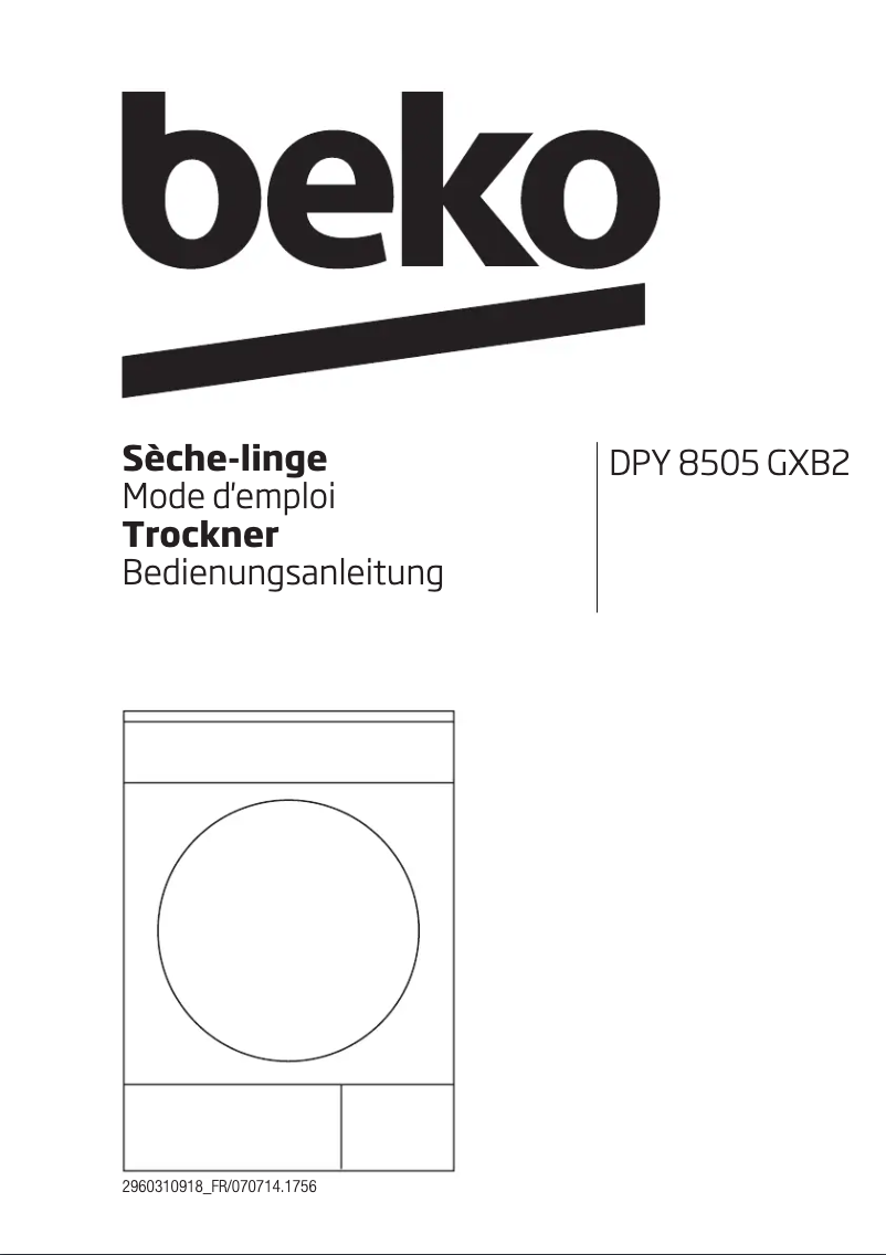 Page 1 de la notice Manuel utilisateur Beko DPY 8505 GXB2