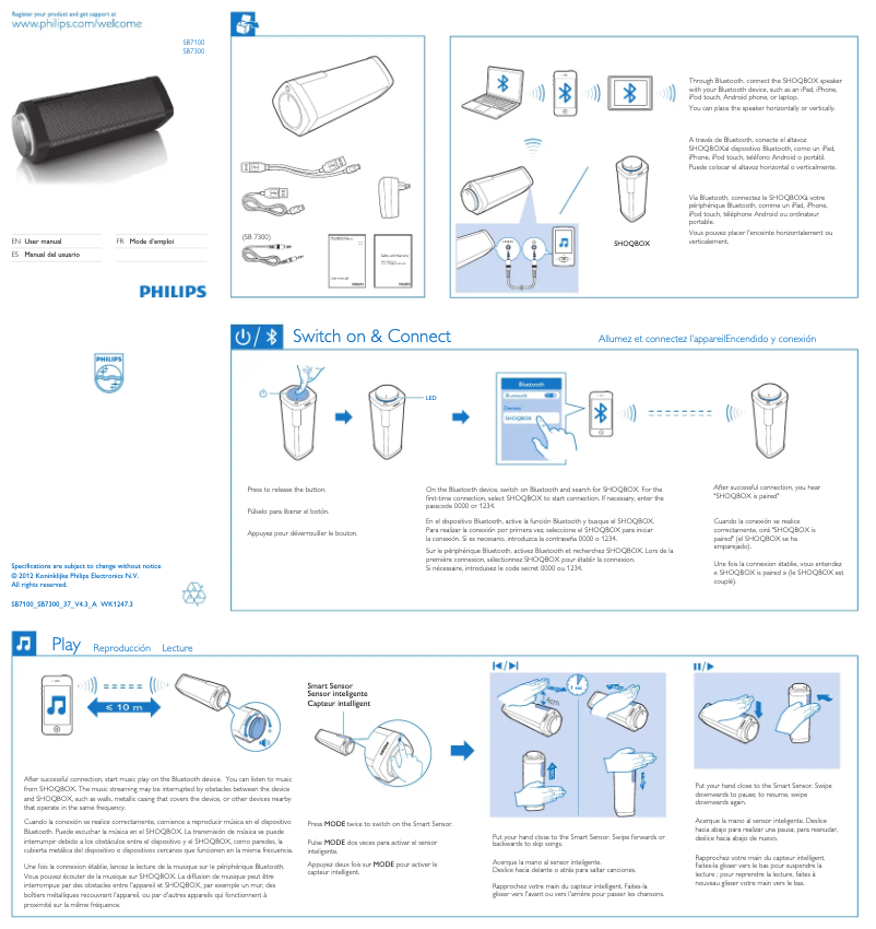 Page 1 de la notice Manuel utilisateur Philips Shoqbox SB7300