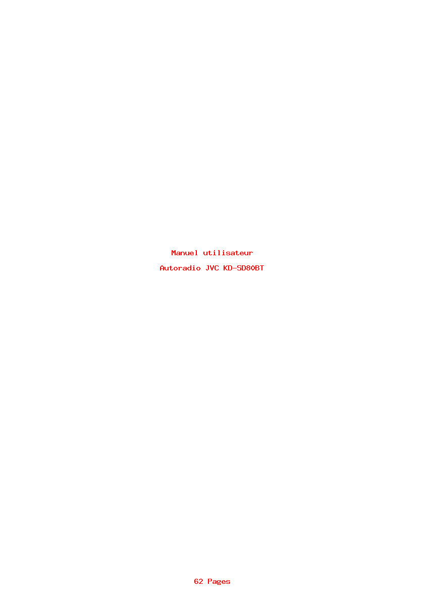 Page 1 de la notice Manuel utilisateur JVC KD-SD80BT