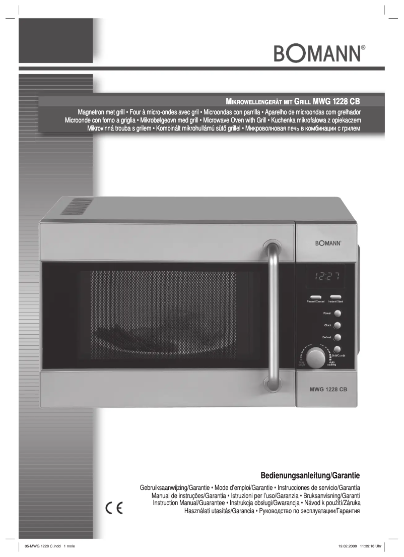 Page 1 de la notice Manuel utilisateur Bomann MWG 1228 CB