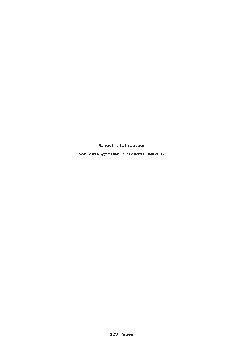 Page 1 de la notice Manuel utilisateur Shimadzu UW420HV