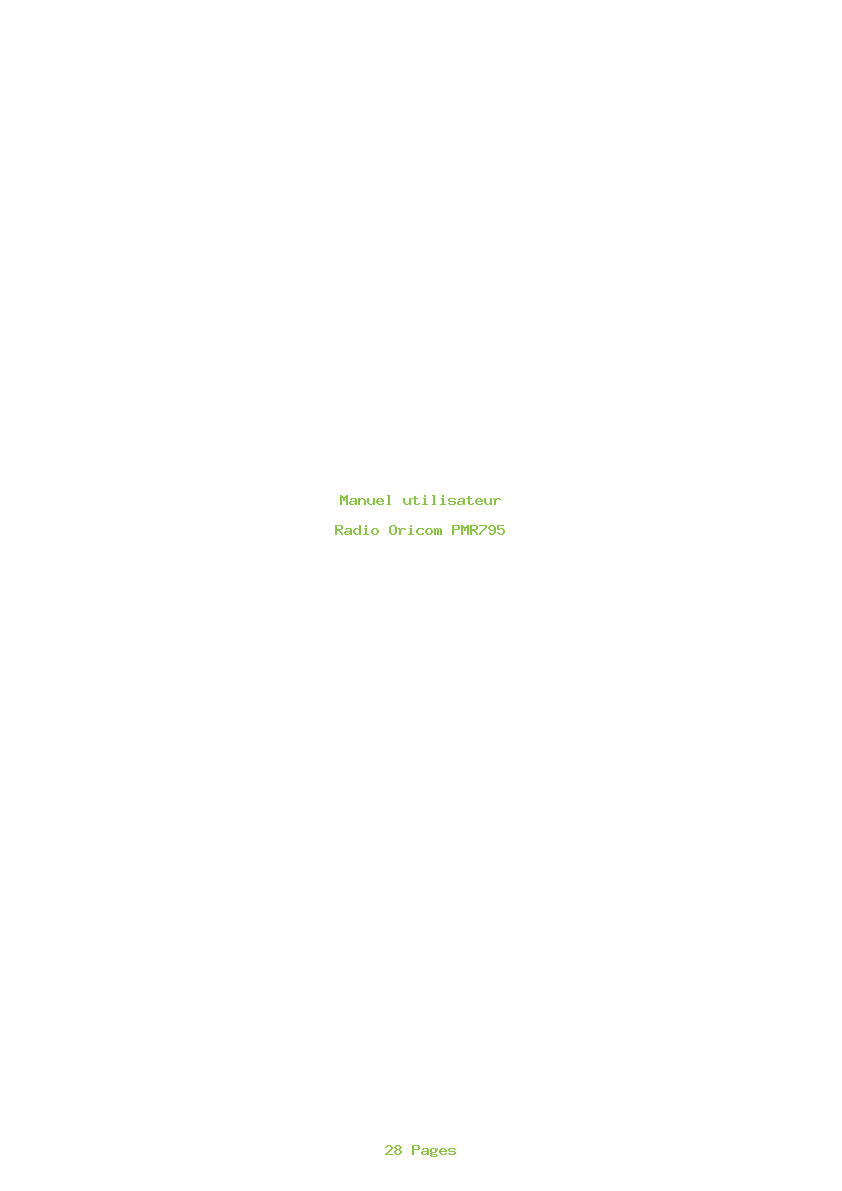 Page 1 de la notice Manuel utilisateur Oricom PMR795